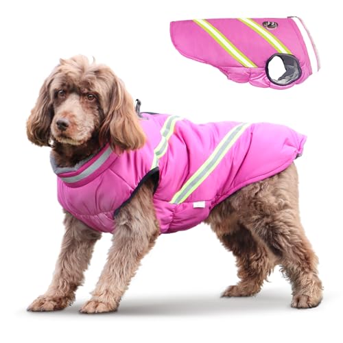 Lairle Hundemantel wasserdichte Hundemäntel Winter Hundejacke Weste Kleidung Reflektierende verstellbare Hundemantel mit eingebautem Geschirr für kleine mittlere große Hunde von Lairle