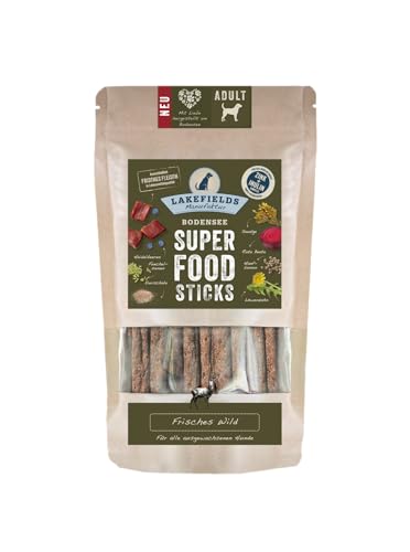 LAKEFIELDS MANUFAKTUR - SUPERFOOD - Premium Hunde Sticks vom Wild 61%, nährstoffreiche Hunde leckerlis, gesund & getreidefrei, Hunde Snacks mit Wildfleisch & Heidelbeeren, 1 x 130g von Lakefields