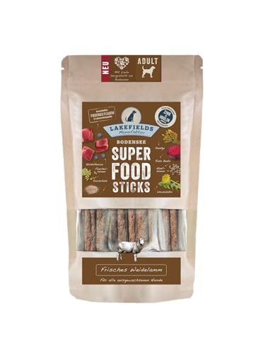 LAKEFIELDS - SUPERFOOD - Premium Hunde Sticks vom Huhn 61%, nährstoffreiche Hunde leckerlis, gesund & getreidefrei, Hunde Snacks mit Hühnerfleisch & Heidelbeeren, 1 x 130 g (130g, Lamm) von Lakefields