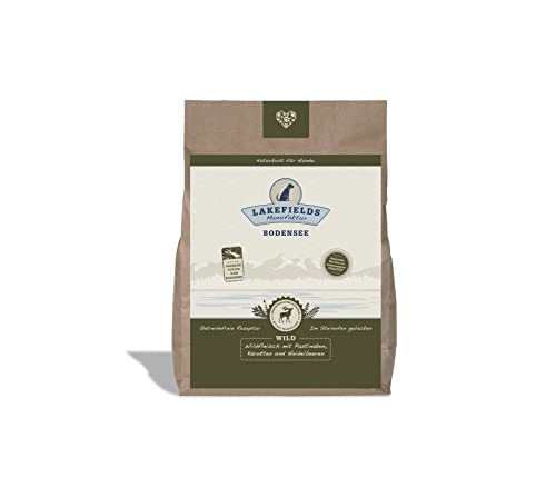 LAKEFIELDS MANUFAKTUR - Premium Hundefutter trocken, Wild 68%, getreidefreies Trockenfutter für ausgewachsene Hunde, Alleinfutter mit Hirsch- und Rehfleisch, schonend ausgebacken, 1 x 2,5kg von Lakefields