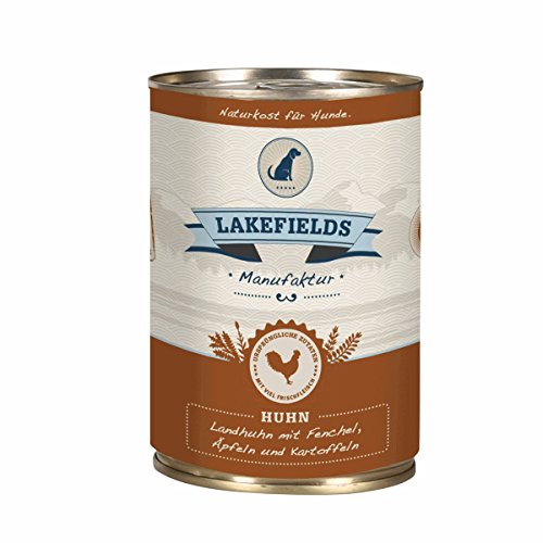 Lakefields MANUFAKTUR Nassfutter MENÜ Huhn 61% Fleischanteil für Hunde 12x400g von Lakefields