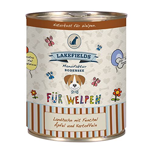 LAKEFIELDS MANUFAKTUR WELPEN Nassfutter MENÜ HUHN 61% Fleischanteil für Baby Hunde, Größe:12 x 800 g von Lakefields