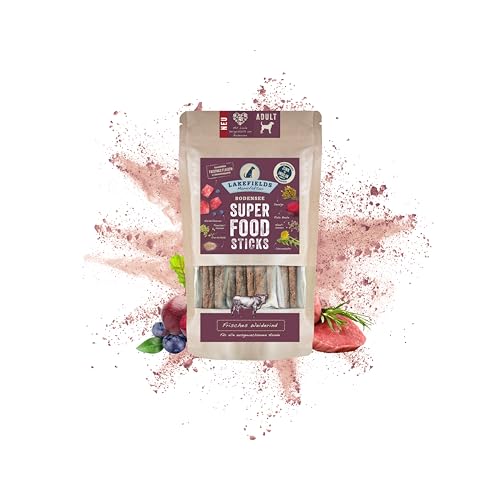 Lakefields SUPERFOOD Sticks | Premium Hundeleckerli vom Weiderind | 61% Fleisch | 130g | Getreidefreie & nährstoffreiche Hunde Snacks | Heidelbeeren, Karotten & Rote Beete | Entwickelt mit Tierärzten Lakefields SUPERFOOD Sticks | Premium Hundeleckerli vom Weiderind | 61% Fleisch | 130g | Getreidefreie & nährstoffreiche Hunde Snacks | Heidelbeeren, Karotten & Rote Beete | Entwickelt mit Tierärzten von Lakefields