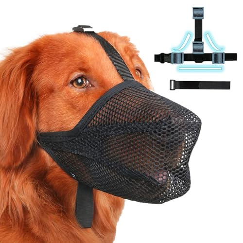 Maulkorb für große Hunde, Atmungsaktive Haustier Maske Hundetraining, Maulkorb mittlere Hunde mit Klettverschluss, Maulkorb für Kleine Mittlere große Hunde (L) von Lalieffacely