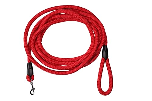 Führleine - Seilleine mit Handschlaufe Basic Maxi + Ø16mm (für große Hunde), 6 Farben, 8 Längen (rot, 5,00m) von Lallebroe