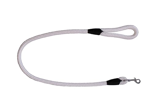 Führleine - Seilleine mit Handschlaufe Basic Maxi + Ø16mm (für große Hunde), 6 Farben, 8 Längen (weiß, 1,20m) von Lallebroe