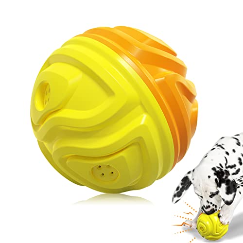 Wobble Giggle Ball/Tough Dog Toys for Aggresive Chewers/Squeaky Dog Chew Ball Toys for Small to Medium Dogs/Dog Balls for Playing, Fetching and Keep Them Busy (Yellow-Orange) von Lalolee