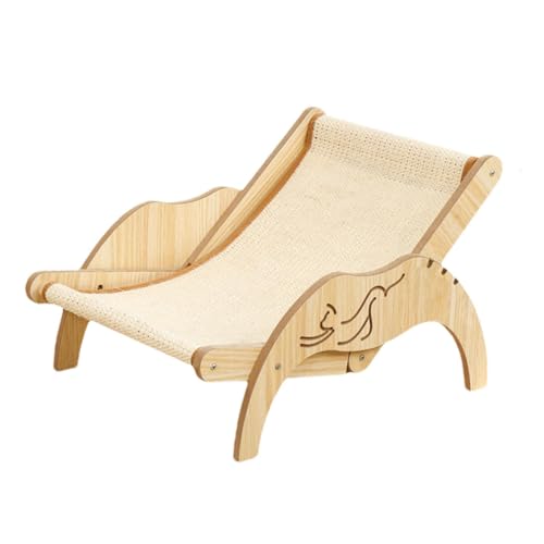 Katzen Sisal Loungesessel Cat Sisal Chair, Katzen Sisal Bett, Verstellbarer 3-Höhen-Kratzer Katzen Hochbett, Mini Strandstuhl, Natürlicher -Loungesessel Aus Massivem Holz von Lambo