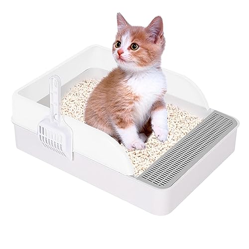 Katzentoilette Box - Halbgeschlossene Katzentoilette Katzentoilette,Langlebige Katzentoilette mit hohem Seitensieb für kleine Katzen, leicht zu reinigen und zusammenzubauen Lambo von Lambo