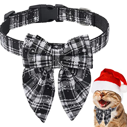 Lambo Weihnachts-Hundehalsband | Weihnachts-Schnalle-Katze-Karohalsbänder mit D-Ring | Niedliches, weiches Schneeflockenmuster-Haustierzubehör, Urlaubs-Hundehalsband für kleine, mittelgroße und roße von Lambo