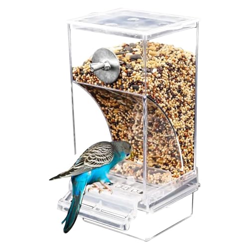 Vogelkäfig-Futterspender Automatischer Futterspender Vögel Transparent Vogelfutter Wellensittich Futterspender Vogelfutterhaus Sittiche Käfig Acryl Futterautomat für kleine und mittlere Vogel von Lambo