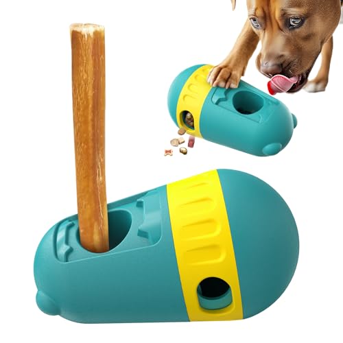 Lamdesa Interaktives Hundespielzeug, unzerstörbares Welpenspielzeug, verstellbarer Futterspender, Leckerli-Spender für Hunde, Puzzles, perfekte Alternative zu langsamen Fressnäpfen, Bully Stick-Halter von Lamdesa