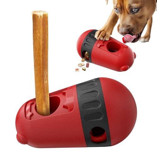 Lamdesa Interaktives Hundespielzeug, unzerstörbares Welpenspielzeug, verstellbarer Futterspender, Leckerli-Spender für Hunde, Puzzles, perfekte Alternative zu langsamen Fressnäpfen, Bully Stick-Halter von Lamdesa