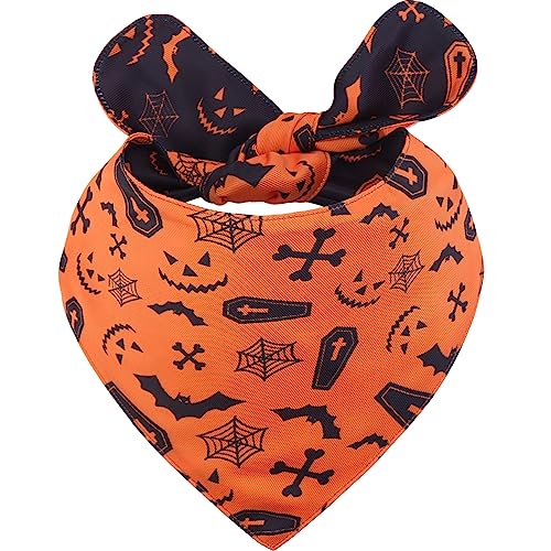 Halloween Hund Bandana Dreieck Reversible Lätzchen Haustier Schal Zubehör Urlaub für kleine, mittelgroße und große Hunde Haustier Mädchen Junge von Lamphyface