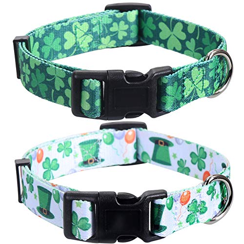 St. Patrick's Day Hundehalsband, verstellbar, vierblättriges Kleeblatt, klein, 2 Stück von Lamphyface