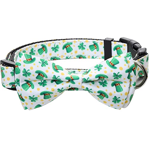 St. Patrick's Day Hundehalsband mit Abnehmbarer niedlicher Fliege, verstellbar, Größe M von Lamphyface