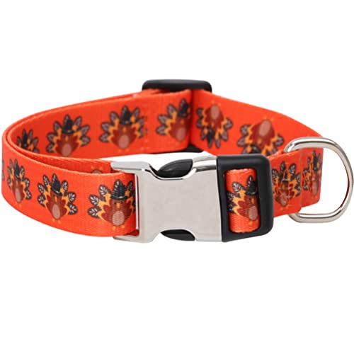 Thanksgiving Fall Hundehalsband Herbst Urlaub Nylon Verstellbare Haustier Halsbänder für Hunde (Truthahn, klein) von Lamphyface