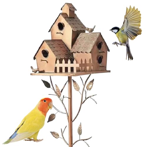 Lamppdcor Bird House 7.9x3,2 Zoll Eisenhänge -Vogelhaus mit Zweigen, sauber im Freien im Freien Gartenhaus für kleine Vögel zum Sitzen und Futterstil 2 zu füttern 2 von Lamppdcor