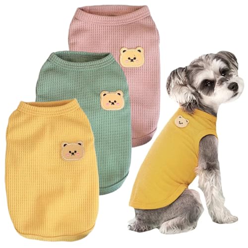 Lamppdcor Haustierkleidung, 3pcs Hundehemd, dehnbares und atmungsaktives Hund-T-Shirt mit stilvollem Katzenmuster, weiches bequemes leichtes Haustierhemd für mittelgroße kleine Hundekleidung von Lamppdcor