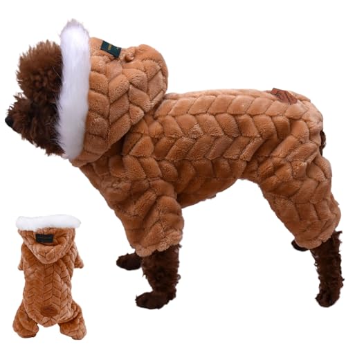 Lamppdcor Kleinhunde Hoodie Dicker Hundekleidung Hund Winterjacke mit Pelzkragen Winterhund Kostüm warmes Hundekostüm Hund Kostüm für kleine Haustier von Lamppdcor