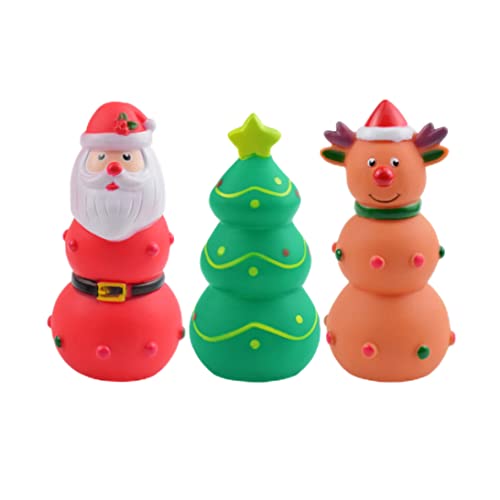 Lamppdcor Haustier Interaktives Spielzeug Weihnachtshundespielzeug Santa Squeaky Toys Interaktives Haustierspielzeug für Hundekaugeschenke 3pcs von Lamppdcor