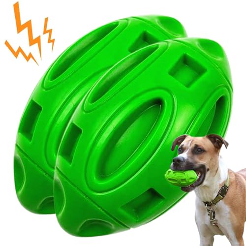 Lamppdcor Quietschende Bälle für Hunde 2PCS Fußball geformte Hundekugeln für Aggressive Kauen 5x3-Zoll von Lamppdcor