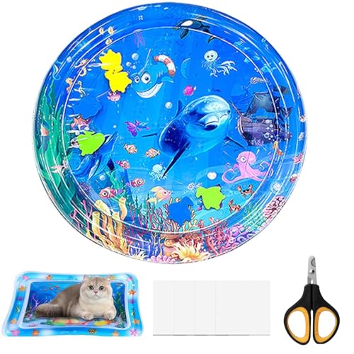 Lamvpiny Sensorische Spielmatte für Katzen,Summer Water Sensory Play Mat,Aufblasbare Kühlmatte für Katzen,Interaktives Katzenspielzeug für den Sommer (APCWD2) von Lamvpiny