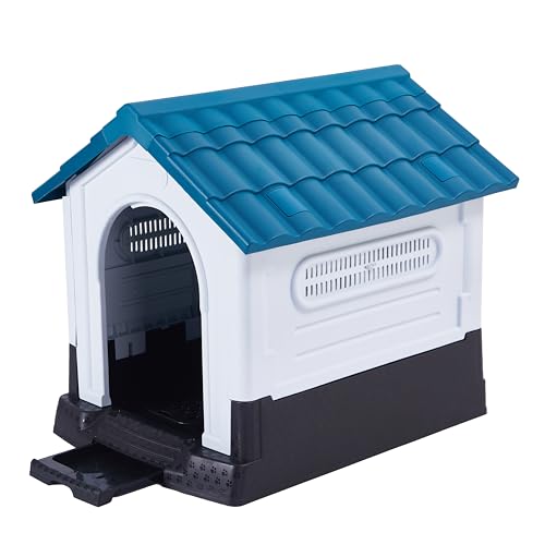 Lanco - Zwinger für kleine Hunde mit Toilette. Innen- und Außenbereich mit Lüftungsgittern. Widerstandsfähiges Material. 68x55x66cm. Blau und weiß. von Lanco