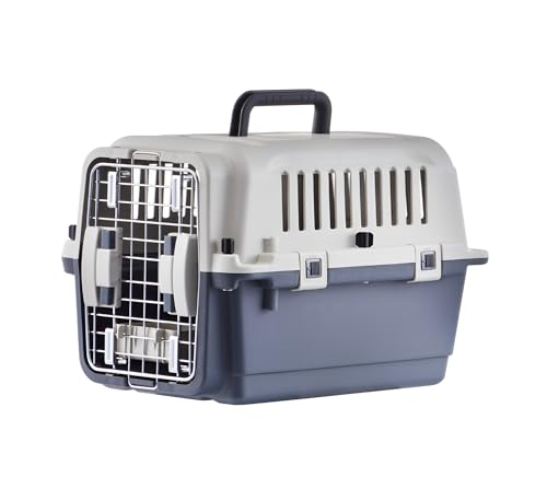 Lanco – Tragbare und atmungsaktive große Hundetrage aus Kunststoff. Haustiere Hunde und Katzen. Widerstandsfähiges Material. Maße 60x40x41 cm. Graue und weiße Farbe. von Lanco