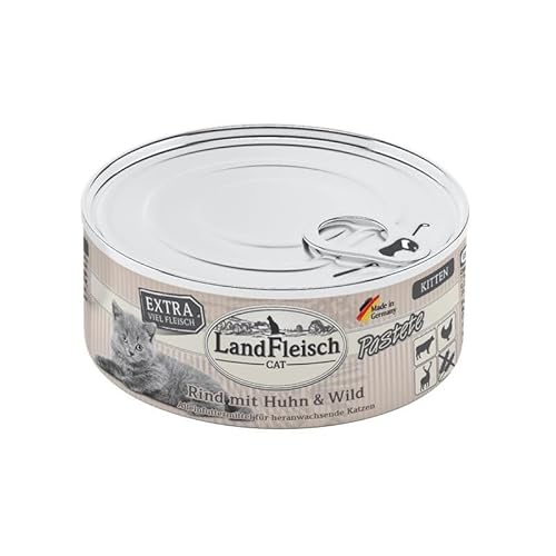 LandFleisch Cat Kitten Pastete Rind, Huhn & Wild 195g (Menge: 6 je Bestelleinheit) von LandFleisch