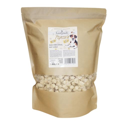 LandSnack Popcorn | der Reissnack für Hunde mit weniger als 1% Fett | Das besondere Leckerli aus Deutschland (Original mit Leber 450g XXL) von LandSnack Dog