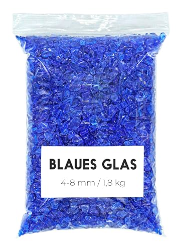 Geschreddertes Glas, Blau, 1,8 kg, zerkleinertes Glas, zerkleinertes Glas, Glasstücke für Bastelarbeiten (4-8 mm), Blau von Landare