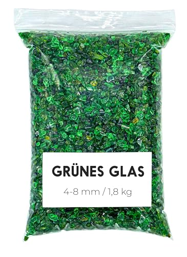 Grünes Schottglas, 1,8 kg, zerkleinertes Glas, zerkleinertes Glas, Glasstücke für Bastelarbeiten (4-8 mm), Grün von Landare