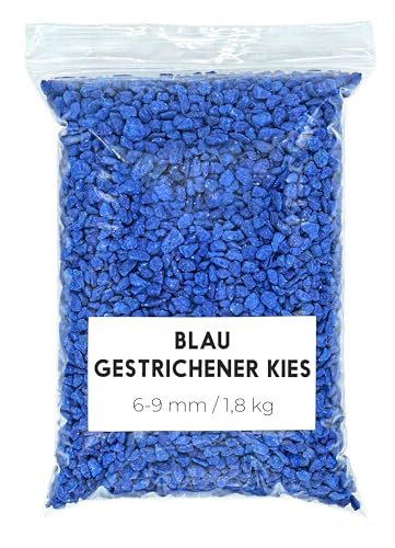 Landare Dekosteine Blau 1,8 Kg - Dekosteine für Vasen - Deko Granulat - Dekokies - Kieselsteine - Dekosteine - Gefärbte Steine (6-9 mm) (Blau) von Landare