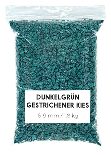 Landare Dekosteine Dunkelgrün 1,8 Kg - Dekosteine für Vasen - Deko Granulat - Dekokies - Kieselsteine - Dekosteine - Gefärbte Steine (6-9 mm) (Dunkelgrün) von Landare