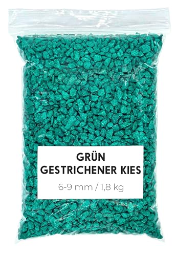 Landare Dekosteine Grün 1,8 Kg - Dekosteine für Vasen - Deko Granulat - Dekokies - Kieselsteine - Dekosteine - Gefärbte Steine (6-9 mm) von Landare