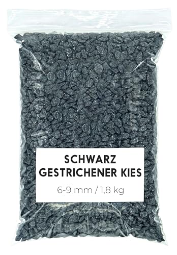 Landare Dekosteine Schwarz 1,8 Kg - Dekosteine für Vasen - Deko Granulat - Dekokies - Kieselsteine - Dekosteine - Gefärbte Steine (6-9 mm) (Schwarz) von Landare