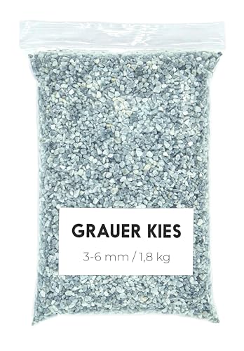 Landare Kies Grau 1,8 Kg - Dekosteine - Zierkies - Dekosteine für Vasen - Kieselsteine - Deko Steine Kleine - Ziersteine (3-6 mm) (Grau) von Landare