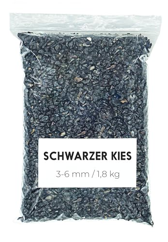 Landare Kies Schwarz 1,8 Kg - Dekosteine - Zierkies - Dekosteine für Vasen - Kieselsteine - Deko Steine Kleine - Ziersteine (3-6 mm) (Schwarz) von Landare