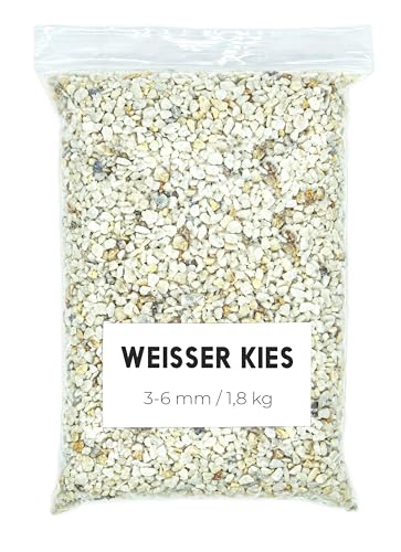 Landare Kies Weiß 1,8 Kg - Dekosteine - Zierkies - Dekosteine für Vasen - Kieselsteine - Deko Steine Kleine - Ziersteine (3-6 mm) (Weiß) von Landare