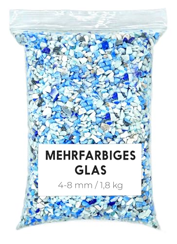 Landare Zerkleinertes Glas Mehrfarbig 1,8 Kg - Zerbrochenes Glas - Glasscherben - Zerkleinertes Glas für Bastelarbeiten (4-8 mm) (Mehrfarbig) von Landare