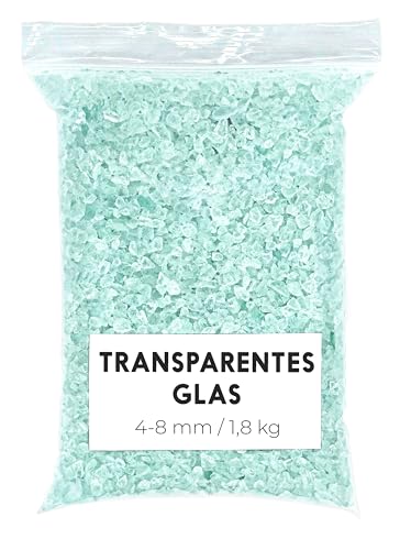 Transparentes Schottglas, 1,8 kg, zerkleinertes Glas, zerkleinertes Glas, Glasstücke für Bastelarbeiten (4-8 mm), transparent von Landare