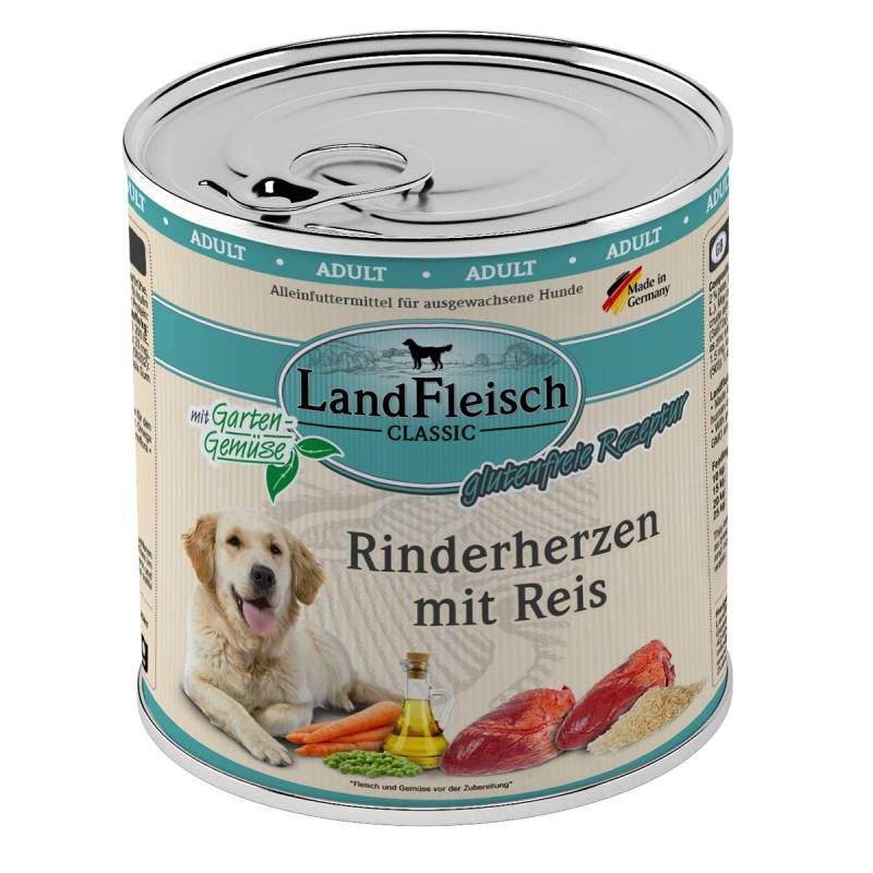 LandFleisch Dog Classic Rinderherzen mit Reis 6x800g von Landfleisch Pur