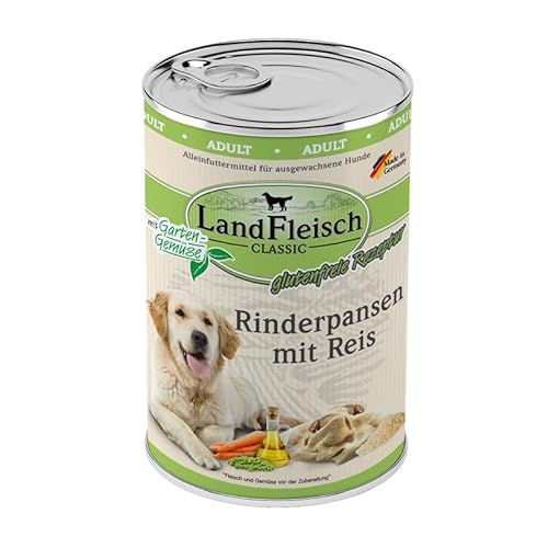 Landfleisch Classic Hundefutter 6 x 400g | Rinderpansen mit Reis | Hochwertiges Nassfutter für ausgewachsene Hunde von Landfleisch