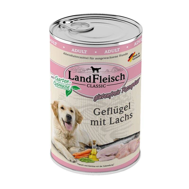 Landfleisch Dog Pur Geflügel & Lachs - 400 g (3,60 € pro 1 kg) von Landfleisch