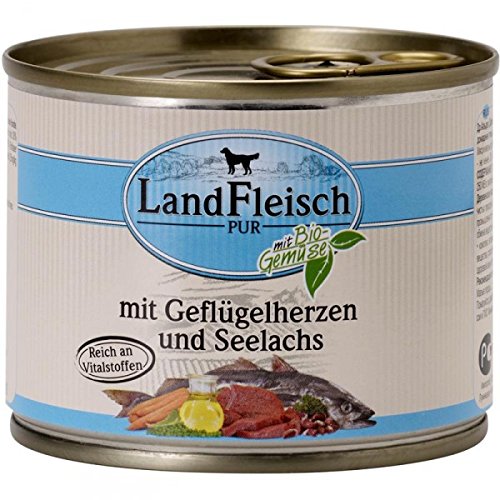 Landfleisch Pur 195g Geflügelherzen & Seelachs von Landfleisch