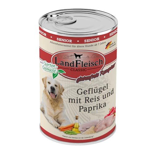 Landfleisch Senior Geflügel mit Reis, Paprika & Gartengemüse | 6X 400 g von Landfleisch