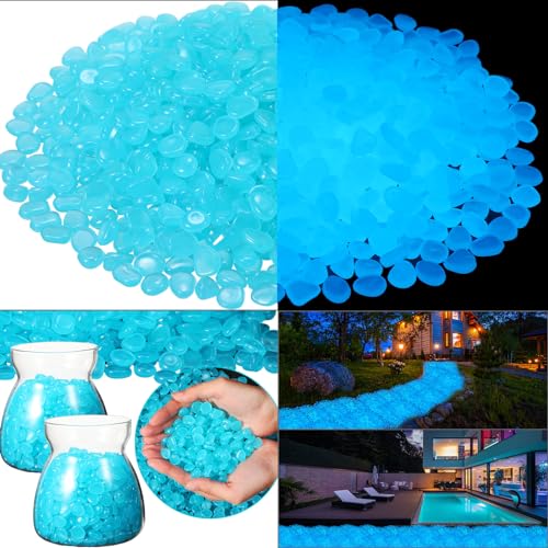 Landical 20.000 Stück im Dunkeln leuchtende Steine Bulk Blue Garden Glow Rocks Outdoor Garten Glow in the Dark Kieselstein für Gehweg Hinterhof Landschaftsbau Aquarium Pflanze Dekor von Landical