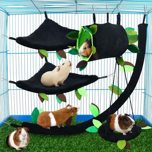 Hamster-Hängematte, Ratten-Hängebett, Haus, Meerschweinchen, Nest, Käfig-Spielzeug, Zubehör, Schwarzwald-Muster, Maus, Spielzeug, Blatt-Hängetunnel und Schaukel für Kleintiere, Gleiter, Eichhörnchen, von Lanfly