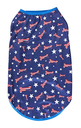 Bone American Star 4. Juli Hunde-T-Shirts, Baumwolle, gestreift, Größe L, 45,7 cm Rückenlänge von Lanyarco